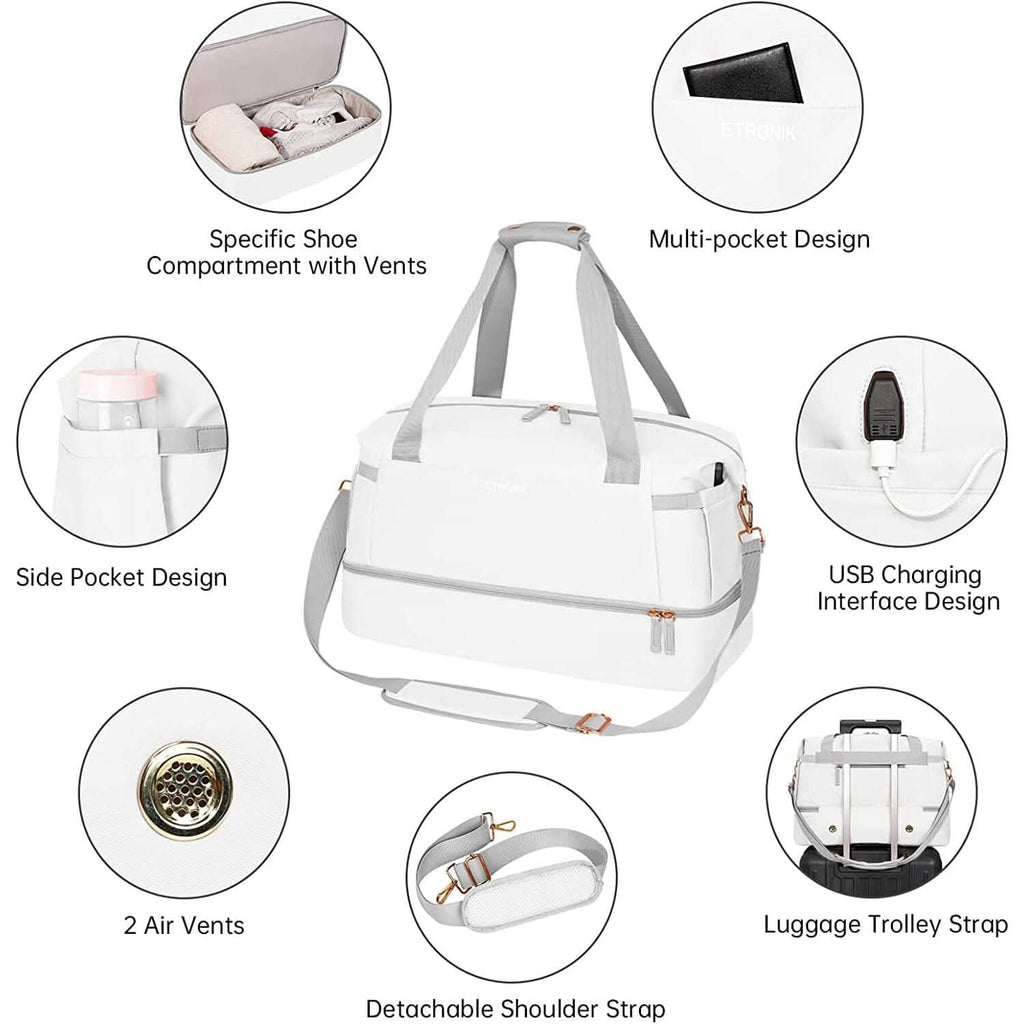 Sports Travel Duffel Bag with USB Charging Port