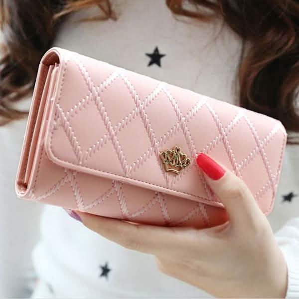 Womens Wallets Purses Plaid PU Leather Long Wallet Hasp Phone Bag